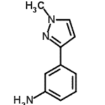 structure of CAS# 100277-27-8, 3-(1-Methyl-1H-Pyrazol-3-Yl)Aniline;3-(1-METHYL-1H-PYRAZOL-3-YL)ANILINE;3-(1-Methyl-1H-pyrazol-3-yl)-phenylamine;3-(1-methylpyrazol-3-yl)phenylamine