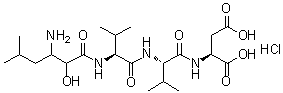 structure of CAS# 100992-59-4, N-(3-Amino-2-Hydroxy-5-Methylhexanoyl)Valylvalylaspartic Acid Hydrochloride (1:1);Epiamastatin hydrochloride;E3389_SIGMA
