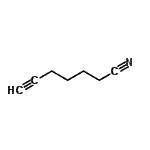 structure of CAS# 15295-69-9, 6-Heptynenitrile;InChI=1/C7H9N/c1-2-3-4-5-6-7-8/h1H,3-6H2