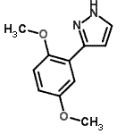 structure of CAS# 181122-45-2, 3-(2,5-Dimethoxyphenyl)-1H-Pyrazole;1,4-dimethoxy-2-pyrazol-3-ylbenzene;3-(2,5-DIMETHOXY-PHENYL)-1H-PYRAZOLE;MFCD02091528