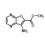 structure of CAS# 181283-94-3, Methyl 7-Aminofuro[2,3-b]Pyrazine-6-Carboxylate;7-Aminofuro[2,3-b]pyrazine-6-carboxylate de méthyle;Furo[2,3-<wbr>b]pyrazin<wbr>e-6-carbo<wbr>xylic aci<wbr>d, 7-amin<wbr>o-, methy<wbr>l ester;Methyl 7-aminofuro[2,3-b]pyrazine-6-carboxylate