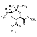 structure of CAS# 181586-74-3, Dimethyl (2R,3R,5R,6R)-5,6-Dimethoxy-5,6-Dimethyl-1,4-Dioxane-2,3-Dicarboxylate;(2R,3R,5R<wbr>,6R)-5,6-<wbr>dimethoxy<wbr>-5,6-dime<wbr>thyl[1,4]<wbr>dioxane-2<wbr>,3-dicarb<wbr>oxylic ac<wbr>id dimeth<wbr>yl ester;(2R,3R,5R<wbr>,6R)-Dime<wbr>thoxy-5,6<wbr>-dimethyl<wbr>-[1,4]dio<wbr>xane-2,3-<wbr>dicarboxy<wbr>lic acid <wbr>dimethyl <wbr>ester;Dimethyl <wbr>(2R,3R,5R<wbr>,6R)-dime<wbr>thoxy-5,6<wbr>-dimethyl<wbr>-1,4-diox<wbr>ane-2,3-d<wbr>icarboxyl<wbr>ate
