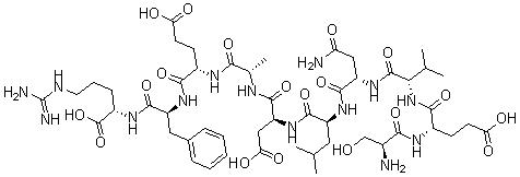 structure of CAS# 186142-28-9, L-Seryl-L-alpha-Glutamyl-L-Valyl-L-Asparaginyl-L-Leucyl-L-alpha-Aspartyl-L-Alanyl-L-alpha-Glutamyl-L-Phenylalanyl-L-Arginine;(ASN670,LEU671)-AMYLOID BETA/A4 PROTEIN PRECURSOR 7;H-SER-GLU-VAL-ASN-LEU-ASP-ALA-GLU-PHE-ARG-OH;SER-GLU-VAL-ASN-LEU-ASP-ALA-GLU-PHE-ARG