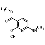structure of CAS# 187480-13-3, Methyl 2-Methoxy-6-(Methylamino)Nicotinate;Methyl 2-methoxy-6-(methylamino)nicotinate;methyl 2-methoxy-6-(methylamino)pyridine-3-carboxylate;Methyl2-methoxy-6-(methylamino)nicotinate