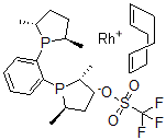 结构式 CAS# 187682-63-9, (-)-1,2(2R,5R)-2,5-(二甲基磷杂环戊烷基)苯(环辛二烯)铑(I)三氟甲烷磺酸盐