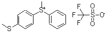 structure of CAS# 187868-29-7, Methyl[4-(Methylsulfanyl)Phenyl]Phenylsulfonium Trifluoromethanesulfonate;(4-METHYLTHIOPHENYL)METHYL PHENYL SULF&;(4-Methylthiophenyl)methyl phenyl sulfonium triflate;(4-Methyl<wbr>thiopheny<wbr>l)methyl <wbr>phenyl su<wbr>lfonium t<wbr>rifluorom<wbr>ethanesul<wbr>fonate