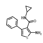结构式 CAS# 590355-70-7, 2-氨基-N-环丙基-4-苯基-3-噻吩甲酰胺