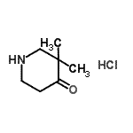 结构式 CAS# 648921-37-3, 3,3-二甲基-4-哌啶酮盐酸盐(1:1)