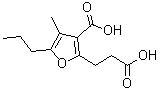 structure of CAS# 86879-39-2, 2-(2-Carboxyethyl)-4-methyl-5-propyl-3-furoic acid;2-Furanpr<wbr>opanoic a<wbr>cid, 3-ca<wbr>rboxy-4-m<wbr>ethyl-5-p<wbr>ropyl-, (<wbr>2S-(2α,3β<wbr>,4aα,12bα<wbr>))-;2-furanpropionic acid, 3-carboxy-4-methyl-5-propyl-;3-carboxy-4-methyl-5-propyl-2-furanpropanoate