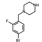 structure of CAS# 870703-75-6, 1-(4-Bromo-2-fluorobenzyl)piperazine;1- piperazine;1-(4-Bromo-2-fluorobenzyl)piperazine;MFCD07368744
