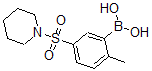 structure of CAS# 871333-00-5, B-[2-Methyl-5-(1-Piperidinylsulfonyl)Phenyl]-Boronic Acid;2-Methyl-5-(Piperidin-1-Ylsulphonyl)Benzeneboronic Acid 98%;2-Methyl-5-(-1-Piperidinylsulfonyl)Benzeneboronic Acid, 98%;2-METHYL-5-(PIPERIDIN-1-YLSULPHONYL)BENZENEBORONIC ACID