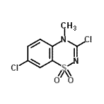 structure of CAS# 872536-92-0, 3,7-Dichloro-4-methyl-4H-1,2,4-benzothiadiazine 1,1-dioxide;1,1-dioxide;3,7-Dichloro-4-methyl-4H-1,2,4-benzothiadiazin-;3,7-Dichloro-4-methyl-4H-1,2,4-benzothiadiazin-1,1-dioxide