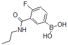structure of CAS# 874219-32-6, B-[4-Fluoro-3-[(Propylamino)Carbonyl]Phenyl]-Boronic Acid;4-Fluoro-3-(Propylcarbamoyl)Benzeneboronic Acid 98%;4-Fluoro-3-(Propylcarbamoyl)Benzeneboronicacid98%;4-FLUORO-3-(N-PROPYLCARBAMOYL)BENZENEBORONIC ACID