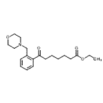 structure of CAS# 898751-57-0, Ethyl 7-[2-(4-morpholinylmethyl)phenyl]-7-oxoheptanoate;Ethyl 7-[2-(morpholinomethyl)phenyl]-7-oxoheptanoate