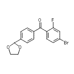 structure of CAS# 898760-58-2, (4-Bromo-2-fluorophenyl)[4-(1,3-dioxolan-2-yl)phenyl]methanone;4-bromo-4'-(1,3-dioxolan-2-yl)-2-fluorobenzophenone