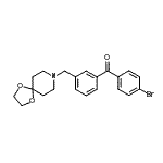 structure of CAS# 898761-71-2, (4-Bromophenyl)[3-(1,4-dioxa-8-azaspiro[4.5]dec-8-ylmethyl)phenyl]methanone;4'-bromo-<wbr>3-[8-(1,4<wbr>-dioxa-8-<wbr>azaspiro[<wbr>4.5]decyl<wbr>)methyl]b<wbr>enzopheno<wbr>ne