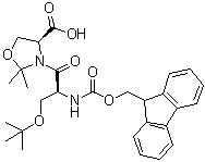 结构式 CAS# 1000164-43-1, (4S)-3-[(2S)-3-(叔丁氧基)-2-[[芴甲氧羰基]氨基]-1-氧代丙基]-2,2-二甲基-4-恶唑烷羧酸