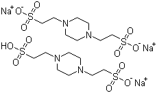 structure of CAS# 100037-69-2, PIPES sesquisodium salt;1,4-Piperazinediethanesulfonic acid sesquisodium salt; Piperazine-N,N'-bis(2-ethanesulfonic acid) sesquisodium salt