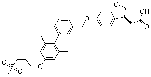 structure of CAS# 1000413-72-8, TAK 875;(3S)-6-[[2',6'-Dimethyl-4'-[3-(methylsulfonyl)propoxy][1,1'-biphenyl]-3-yl]methoxy]-2,3-dihydro-3-benzofuranacetic acid