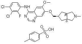 structure of CAS# 1000599-06-3, XL 647 p-toluenesulfonate;EXEL 7647 p-toluenesulfonate