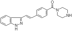 structure of CAS# 1000669-72-6, KW 2449;[4-[2-(1H-Indazol-3-yl)ethenyl]phenyl]-1-piperazinylmethanone