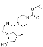 structure of CAS# 1001201-61-1, 4-[(5R,7S)-6,7-Dihydro-7-hydroxy-5-methyl-5H-cyclopentapyrimidin-4-yl]-1-piperazinecarboxylic acid 1,1-dimethylethyl ester