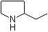 structure of CAS# 1003-28-7, 2-Ethylpyrrolidine;alpha-Ethylpyrrolidine