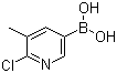 structure of CAS# 1003043-40-0, 6-Chloro-5-methylpyridine-3-boronic acid