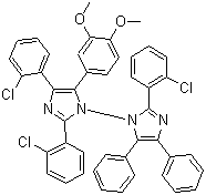 结构式 CAS# 100486-97-3, 2,2',4-三(2-氯苯基)-5-(3,4-二甲氧基苯基)-4'5'-二苯基-1,1'-二咪唑; TCDM-HABIS