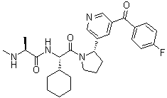 结构式 CAS# 1005342-47-1, (4-氟苯基)[5-[(2S)-1-[N-甲基-L-丙氨酰-(2S)-2-环己基甘氨酰]-2-吡咯烷基]-3-吡啶基]甲酮