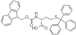 structure of CAS# 1007840-62-1, N-[(9H-Fluoren-9-ylmethoxy)carbonyl]-S-(triphenylmethyl)-D-homocysteine