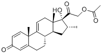 structure of CAS# 10106-41-9, Vamorolone acetate;[2-[(8S,10S,13S,14S,16R,17R)-17-hydroxy-10,13,16-trimethyl-3-oxo-7,8,12,14,15,16-hexahydro-6H-cyclopenta[a]phenanthren-17-yl]-2-oxoethyl] acetate