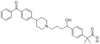 structure of CAS# 1010812-98-2, Fexofenadine Acetophenone;2-(4-(4-(4-(4-Benzoylphenyl)piperidin-1-yl)-1-hydroxybutyl)phenyl)-2-methylpropanoic acid
