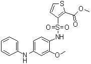 structure of CAS# 1014691-61-2, 3-[[[2-Methoxy-4-(phenylamino)phenyl]amino]sulfonyl]-2-thiophenecarboxylic acid methyl ester;GSK 0660