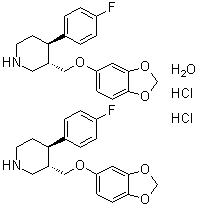 structure of CAS# 110429-35-1, Paroxetine hydrochloride hemihydrate;(-)-trans-4-(4-Fluorophenyl)-3-(3,4-methylenedioxyphenoxymethyl)piperidine hydrochloride hemihydrate
