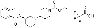 structure of CAS# 1240514-89-9, (3R)-3-[(2-Methylbenzoyl)amino]-[1,4'-bipiperidine]-1'-carboxylic acid ethyl ester 2,2,2-trifluoroacetate (1:1)