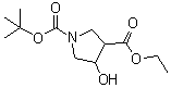 structure of CAS# 146256-99-7, Ethyl 1-tert-butoxycarbonyl-4-hydroxypyrrolidine-3-carboxylate;4-Hydroxy-1,3-pyrrolidinedicarboxylic acid 1-(1,1-dimethylethyl) 3-ethyl ester