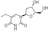 structure of CAS# 15176-29-1, 2'-Deoxy-5-ethyluridine;5-Ethyl-2'-deoxyuridine; 5-Ethyldeoxyuridine; Aedurid; EDU; EUDR; Edoxudine; Epoxudine; ORF 15817; RWJ 15817; beta-5-Ethyl-2'-deoxyuridine; beta-5-Ethyldeoxyuridine