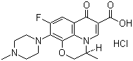 structure of CAS# 177325-13-2, Levofloxacin hydrochloride;(3S)-9-Fluoro-2,3-dihydro-3-methyl-10-(4-methyl-1-piperazinyl)-7-oxo-7H-pyrido[1,2,3-de]-1,4-benzoxazine-6-carboxylic acid monohydrochloride
