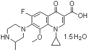 structure of CAS# 180200-66-2, Gatifloxacin sesquihydrate;1-Cyclopropyl-6-fluoro-1,4-dihydro-8-methoxy-7-(3-methyl-1-piperazinyl)-4-oxo-3-quinolinecarboxylic acid sesquihydrate