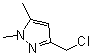 structure of CAS# 180519-09-9, 3-Chloromethyl-1,5-dimethyl-1H-pyrazole;3-(Chloromethyl)-1,5-dimethyl-1H-pyrazole; 3-(Chloromethyl)-1,5-dimethylpyrazole