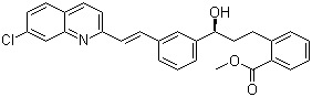structure of CAS# 181139-72-0, Methyl 2-[(3S)-3-[3-[(1E)-2-(7-chloro-2-quinolinyl)ethenyl]phenyl]-3-hydroxypropyl]benzoate;[S-(E)]-2-[3-[3-[2-(7-Chloro-2-quinolinyl)ethenyl]phenyl]-3-hydroxypropyl]benzoic acid methyl ester