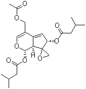 structure of CAS# 18296-44-1, Valtrate;[(1S,6S,7aS)-4-(Acetyloxymethyl)-1-(3-methylbutanoyloxy)spiro[6,7a-dihydro-1H-cyclopenta[c]pyran-7,2'-oxirane]-6-yl] 3-methylbutanoate