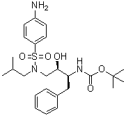 结构式 CAS# 183004-94-6, [(1S,2R)-3-[[(4-氨基苯基)磺酰基](异丁基)氨基]-1-苄基-2-羟基丙基]氨基甲酸叔丁酯