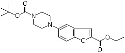 structure of CAS# 183288-43-9, 4-[2-(Ethoxycarbonyl)-5-benzofuranyl]-1-piperazinecarboxylic acid tert-butyl ester