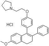 structure of CAS# 1847-63-8, 1-[2-[4-(3,4-Dihydro-6-methoxy-2-phenyl-1-naphthalenyl)phenoxy]ethyl]pyrrolidine hydrochloride ;1-[2-[p-(3,4-Dihydro-6-methoxy-2-phenyl-1-naphthyl)phenoxy]ethyl]pyrrolidine hydrochloride;Nafoxidine hydrochloride; NSC 70735;U 11100; U 11100A;11100A