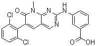 structure of CAS# 185039-99-0, 3-[[6-(2,6-Dichlorophenyl)-7,8-dihydro-8-methyl-7-oxopyrido[2,3-d]pyrimidin-2-yl]amino]benzoic acid
