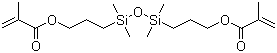 structure of CAS# 18547-93-8, 1,3-Bis(3-methacryloxypropyl)tetramethyldisiloxane;1,3-Bis(3-methacryloxypropyl)-1,1,3,3-tetramethyldisiloxane; 1,3-Bis[3-(methacryloyloxy)propyl]-1,1,3,3-tetramethyldisiloxane; 1,3-Bis[3-(methacryloyloxy)propyl]tetrame SIB 1402.0; TSL 9706