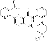 structure of CAS# 1874276-76-2, 3-Amino-N-[3-(4-amino-4-methylpiperidin-1-yl)pyridin-2-yl]-6-[3-(trifluoromethyl)pyridin-2-yl]pyrazine-2-carboxamide