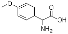 structure of CAS# 19789-59-4, 2-(4-Methoxyphenyl)glycine;2-Amino-2-(4-methoxyphenyl)ethanoic acid; DL-p-Methoxyphenylglycine; NSC 101476; NSC 154924; dl-2-(p-Methoxyphenyl)glycine; alpha-Aminohomoanisic acid